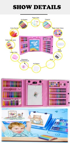 Childrens Kids Drawing Art Set Colour Painting Crayons Oil Pastel Felt Tip Pens - Picture 11 of 19