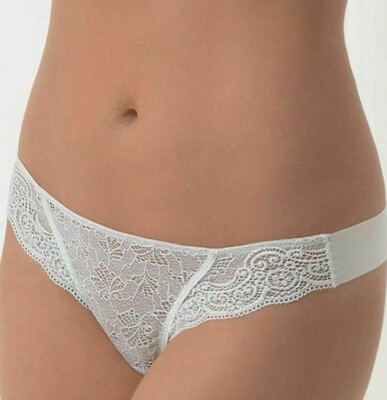 NIP Lormar Lace Brazilian Brief with Micro Velour Back Holly Laser in Black
