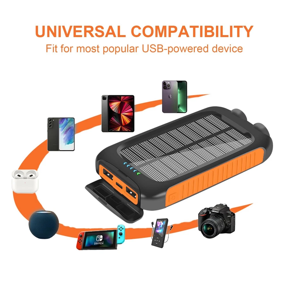 10000mAh Solar Power Bank - Portable Charger with External Battery
