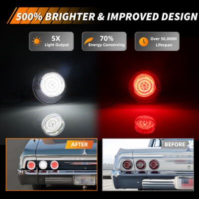 6X Clear Red LED Rear Tail Light Lens & White Backup Lamps For