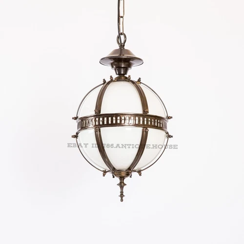 ANTIQUE OLD VINTAGE ART DECO FIXTURE CEILING BRASS HANGING LIGHT MILK GLASS LAMP