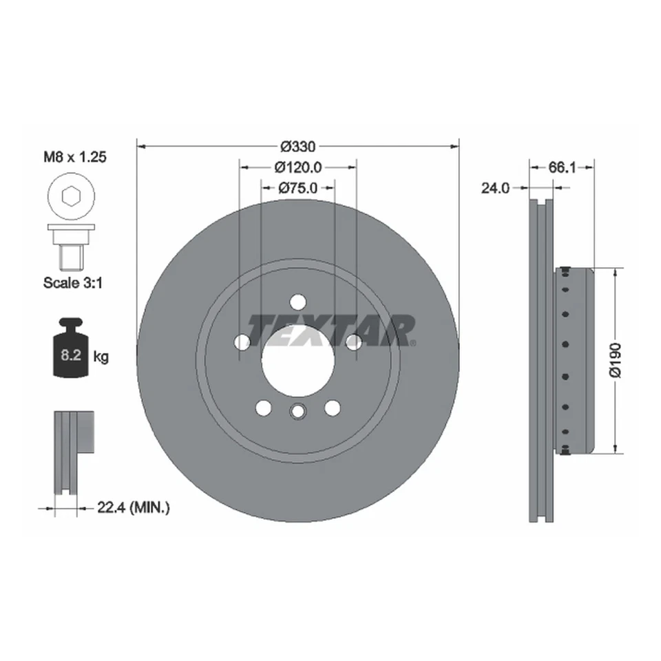 Textar PRO+ Front Brake Discs Coated 2 Piece Vented HC For BMW 5 Series F10 520d - Image 3 of 4