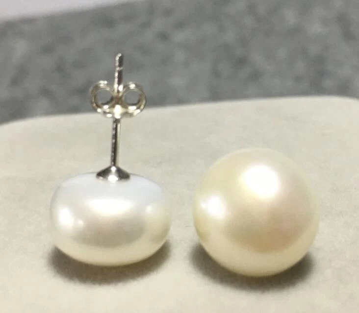 Enorme pendiente AAA+ 12-13mm blanco perla mar sur oro 14k hermoso pendiente Foto 3 de 3