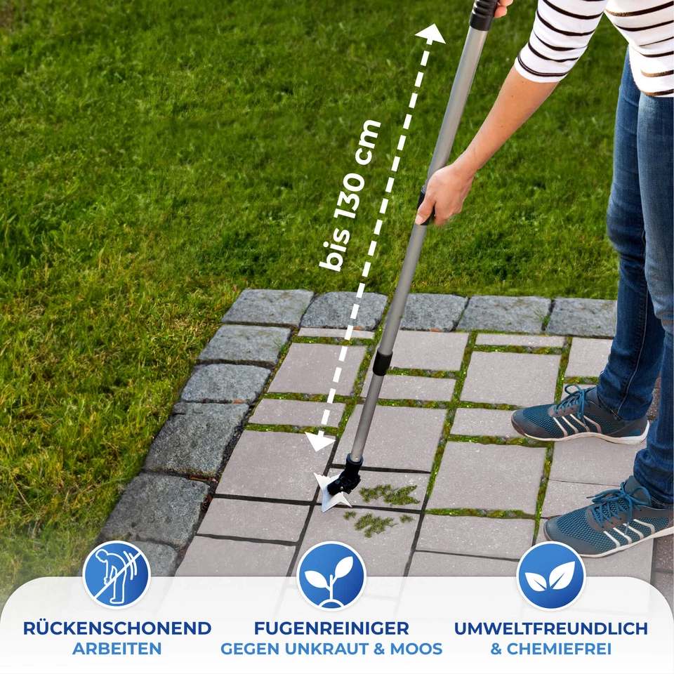 MAXIMEX 4 Zack Fugen Kratzer Unkraut Moos Entferner mit Teleskop Stiel Terrasse - Bild 4 von 4