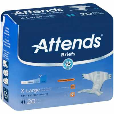 Attends DermaDry Advance Briefs, X-Large 58'' - 63'', Bag of 20