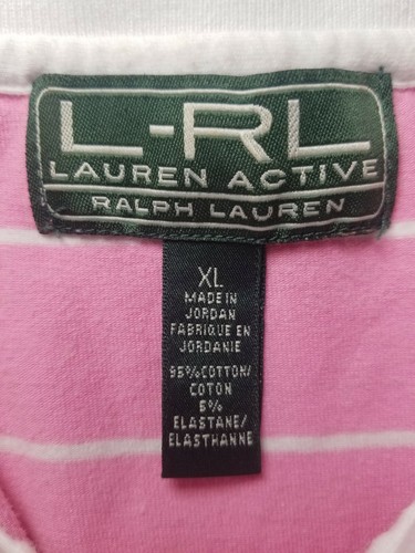 Ralph Lauren LRL Active Women's Size XL Cotton Stretch PINK White Polo Shirt. - 第 7/8 張圖片