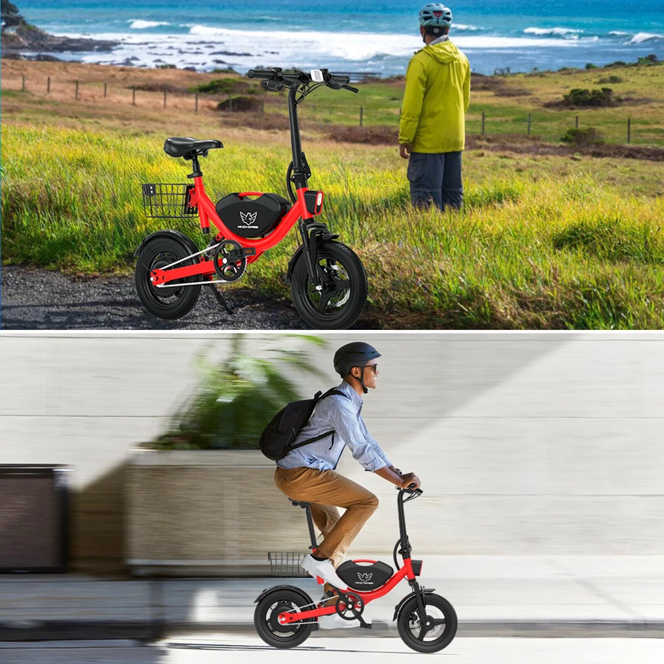 Bicicleta eléctrica plegable de 14" 500 W 36 V bicicleta de cercanías bicicleta para adultos hasta 35 millas Foto 3 de 4