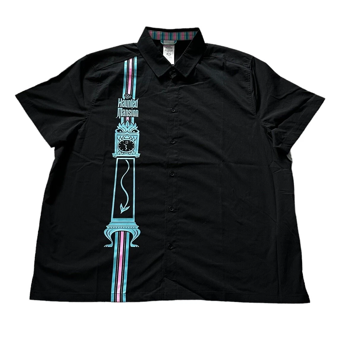 NEW Disney Shirt Adult XL Black Blue The Haunted Mansion Button Up Mens Parks