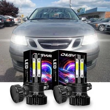 Para for 2004-2006 Saab 9-3 Blanco Combo H7 LED Faro Alto Bombillas de luz baja