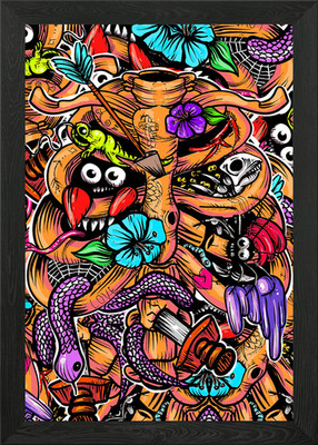 Doodle Bones Framed Wall Art Poster Canvas Print Picture