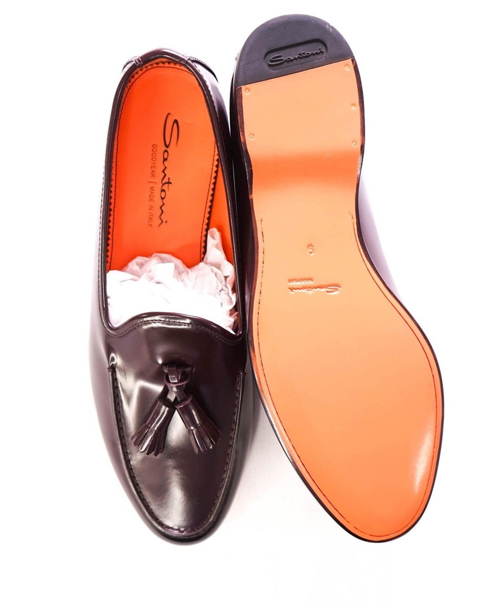 $1,170 SANTONI - GOODYEAR Leather Burgundy Tassel Loafers  display picture 3