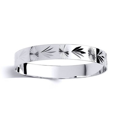 Kinder Silber Jewelco London graviert Willow Tree Blatt Sklave Armband 10 mm 55 mm