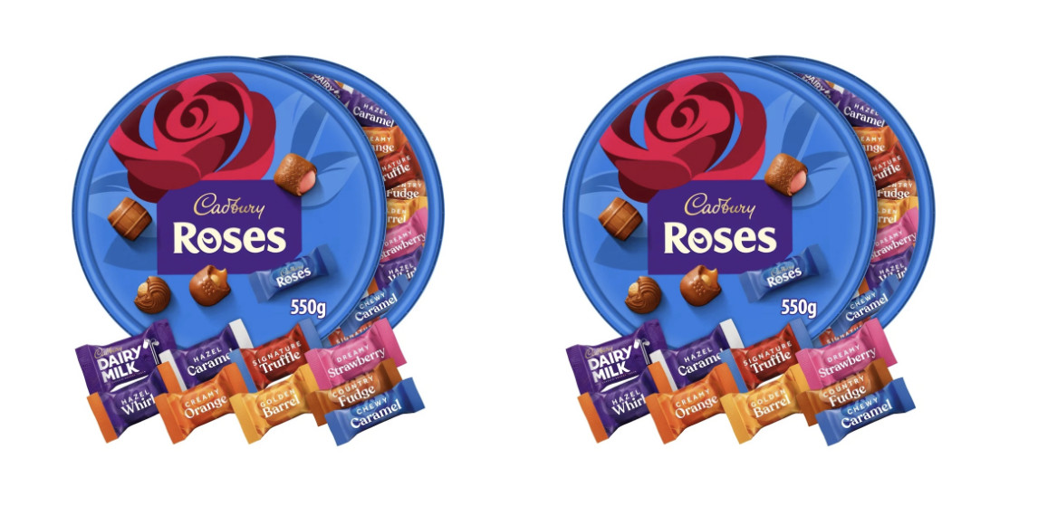 Cadbury Roses Tube Milchschokolade Sortiment 550g x 2 (1,1kg Gesamt)