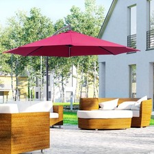 Cantilever Patio Umbrella Large Outdoor Offset Parasol Red Aluminum Pole Modern