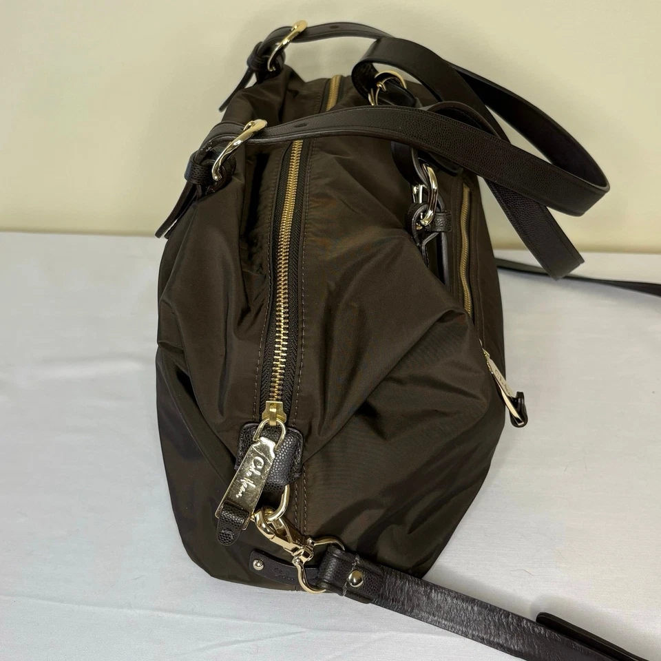 Cole Haan Nylon/Leather Two-way Handbag Purse Shoulder Bag | Brown Classic - Image 3 of 4