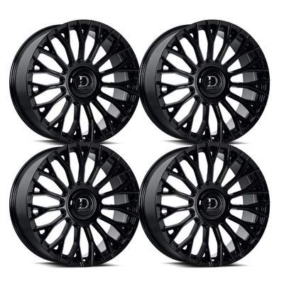 (Set-4) Dolce Roma 22x10.5 5x108 40mm Glossy Black Wheels Rims 22 Inch