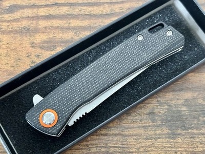 7  Pocket Knife High Quality D2 Steel Ball Bearing Micarta Handle Black Smooth