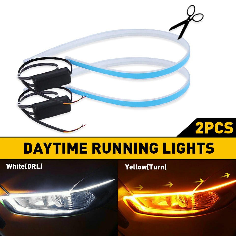 2x LED Daytime Running Light Sequential DRL Turn Signal