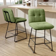 26" Velvet Bar Stools Set of 2 with Back Home Kitchen Counter Height Bar Chair