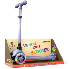 Gray Mini 3 Wheel Scooter for Kids Lean-to-Steer Kick Scooter with LED L