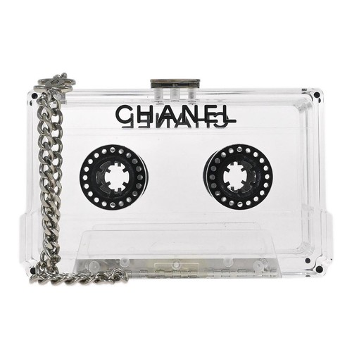 Chanel Clear Acrylic Cassette Tape Clutch Bag 04P 117785