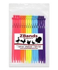 50 ZBand Numbered Poultry Leg Bands One Size, Orange,Blue,Pink,Purple