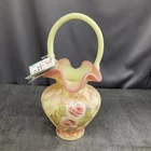 Fenton Heritage Optics Edition  Burmese Basket With Handle With Tags