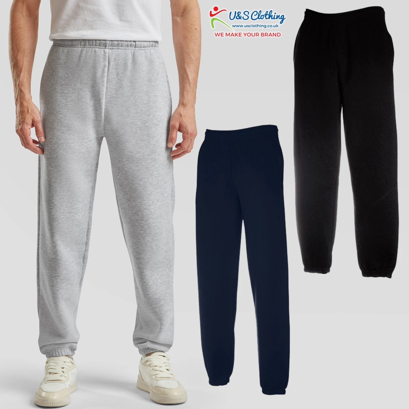 Fruit of the Loom Mens Premium Elasticated Cuff Jog Pants Casual Jogging Bottoms