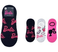 NEW with tag Mattel BARBIE Set Women's Socks 3 Pack Shoe Size 4-10 Stayput liner
