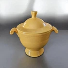 Vintage Fiestaware Yellow Scroll Handle Sugar Bowl w/ Lid IN EXCELLENT CONDITION