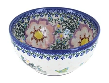 Blue Rose Polish Pottery Apple Blossom Cereal/Soup Bowl