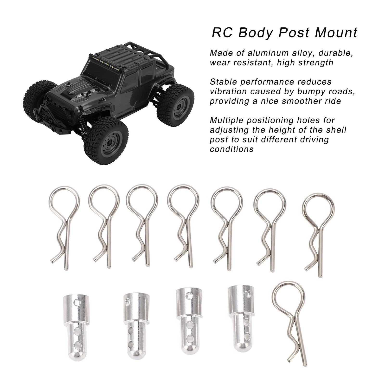 4Pcs RC Body Post Mount Stable High Strength Silver Rugged RC Car Shell Column