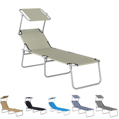 Outsunny Portable Reclining Seat Lounge Chair with Sun Shade Outdoor Oxford