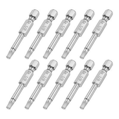 10pcs 1/4'' Hex Shank 1/8'' Magnetic Hex Screwdriver Bit S2 Steel 2'' Length