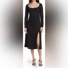 ASTR Black Hi-Slit Midi Dress Size Large (10-12) NWT