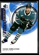 2020-21 SP #113 Sasha Chmelevski San Jose Sharks Rookie Blue Hockey Card. rookie card picture