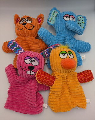 Better Line Plush Puppet Set 11'' Stuffed Toys (Cat, Elephant, Bunny, Duck).