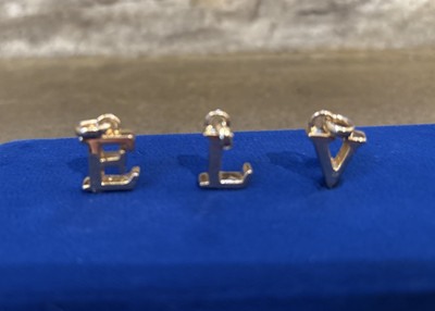14K Yellow Gold 3D Letter Initial Italian Charm in E, L & V