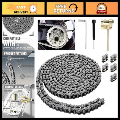 35 Roller Chain 10FT (320 Links) Kit with Breaker & 5 Master Links - 3/8'' Pitch