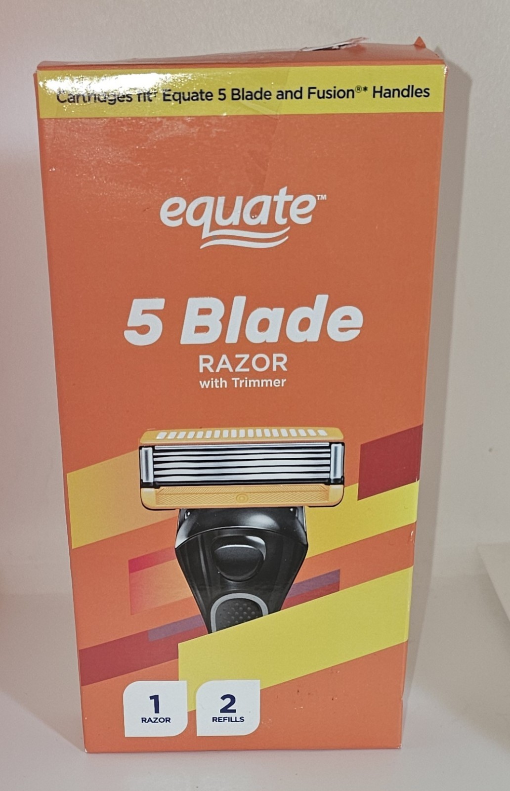 Equate 5 Blade Cartridge Razor with Trimmer, 1 Handle + 2 Re