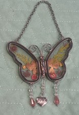 Metal And Glass Butterfly Has Dried Flowers In The Wings MOM Suncatcher