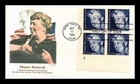 Dr Jim Stamps Eleanor Roosevelt Block First Day Cover Fleetwood Cachet