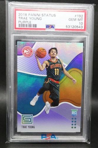 2018 NBA Panini Status PURPLE Trae Young Rookie #192 PSA 10 Hawks INVEST