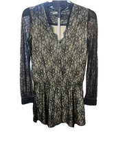 Alice And Olivia Deena Drop Waist Lace Dress Black/natural sz 6