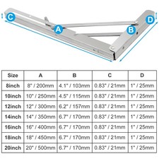 8-20" Folding Shelf L Brackets with Locking Hinge Wall Mounted for Heavy Duty UK