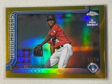 Emiliano Teodo 2025 Topps Pro Debut Chrome /50 Gold Refractor #PDC-95 Rangers
