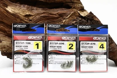 Owner Wacky Hook 5172P Camo Green Finesse Drop Shot Haken Gr. 1 2 4 1/0 SALE - Bild 1 von 2