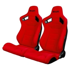 BRAUM Elite Series Racing Seats – Red Fabric with Black Stitching – Reclining Se
