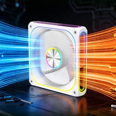 12cm Color Changing Lights Three Sided Mirror Computer Fan Intelligent Speed Low