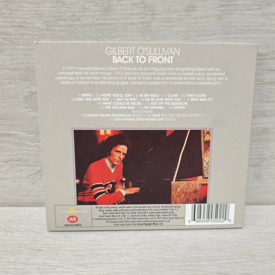 Back to Front - Gilbert O'Sullivan CD Deluxe Edition 2012 Digipak 3 Bonus Tracks - Image 2 of 4